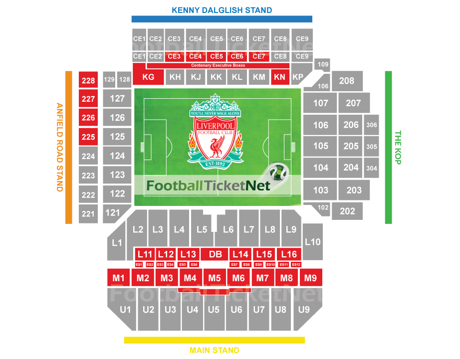 Anfield Seating Map